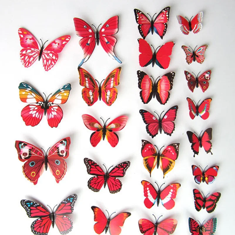 12 Pcs Red/White Butterflies Wall Sticker for Home Decor 3D Butterfly on the wall Magnet Fridage DIY stickers wedding Decoration
12 Pcs Red/White Butterflies Wall Sticker for Home Decor 3D Butterfly on the wall Magnet Fridage DIY stickers wedding Decoration