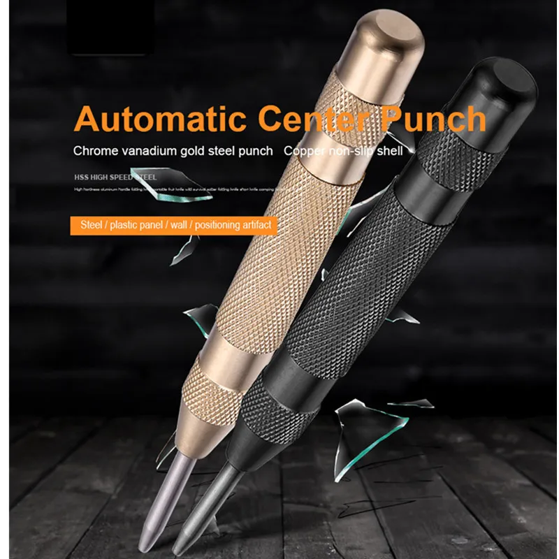 2 Colors 130mm Home Wall Steel Automatic Fast Drilling Mini Size Drill Automatic Center Punch Spring Loads Centre Punch Knurled
2 Colors 130mm Home Wall Steel Automatic Fast Drilling Mini Size Drill Automatic Center Punch Spring Loads Centre Punch Knurled