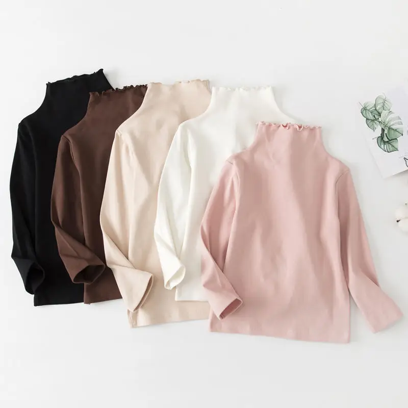 Girl Clothes Turtleneck Ruched Basic Pullovers 2021 Fall Winter Fashion Children Slim Knitted Pink Black Long Sleeve T-shirt
Girl Clothes Turtleneck Ruched Basic Pullovers 2021 Fall Winter Fashion Children Slim Knitted Pink Black Long Sleeve T-shirt