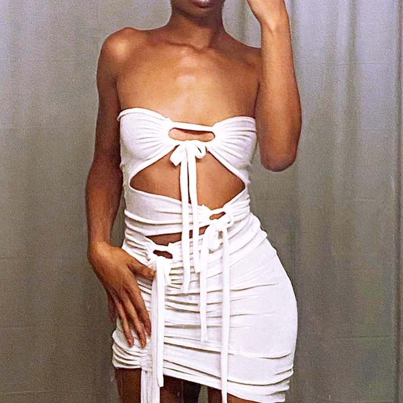 Tie Up Wrap Chest Cut Out Mini Dresses for Women White Midnight Clubwear Outfits Bodycon Summer Party Dress Fashion
Tie Up Wrap Chest Cut Out Mini Dresses for Women White Midnight Clubwear Outfits Bodycon Summer Party Dress Fashion