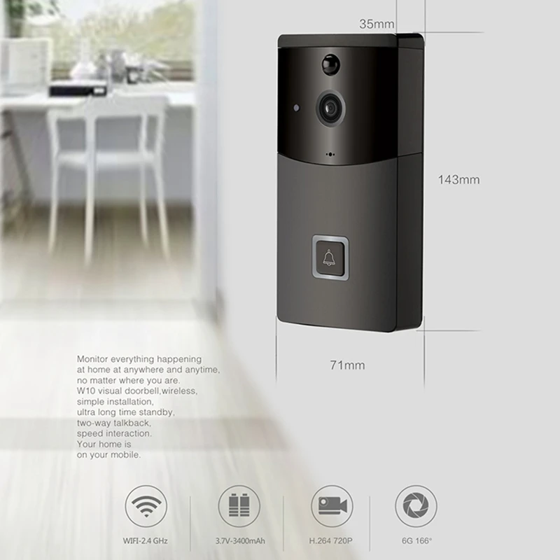 Video Doorbell 720P Security Protection Doorbell Camera Voice Call Motion Detection Night Vision Doorbell
Video Doorbell 720P Security Protection Doorbell Camera Voice Call Motion Detection Night Vision Doorbell