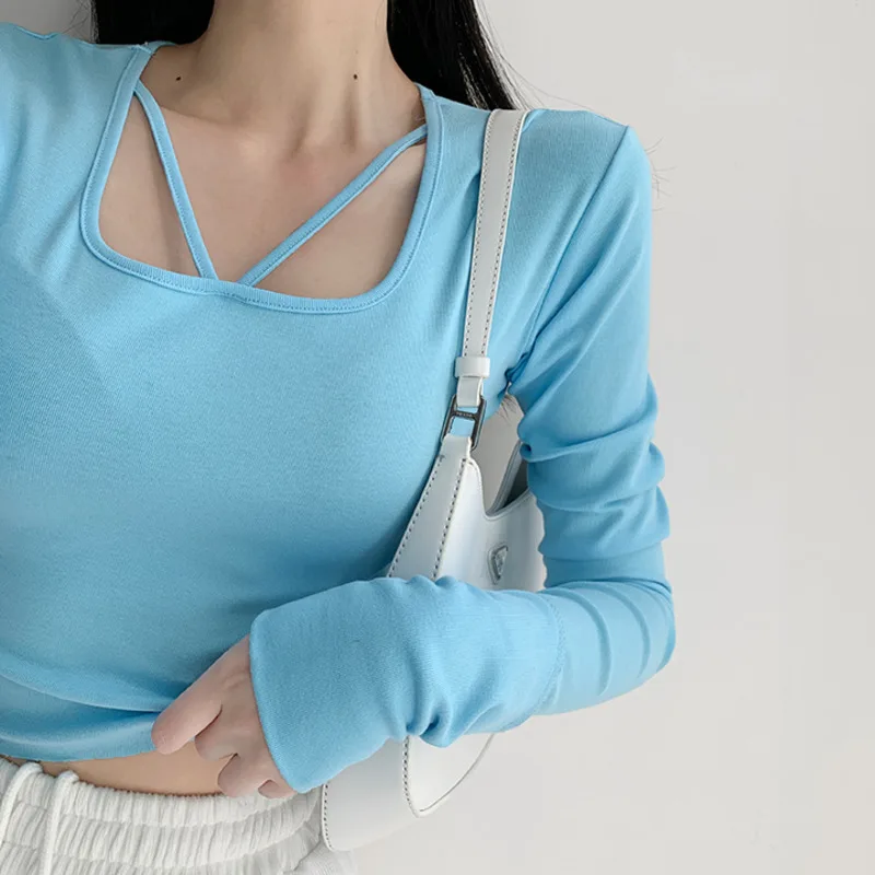 TVVOVVIN Simple Square Collar Long Sleeve Splicing Bottomed Tops Autumn Solid Color Strap Rough Edges Short T-shirt Women KPZB
TVVOVVIN Simple Square Collar Long Sleeve Splicing Bottomed Tops Autumn Solid Color Strap Rough Edges Short T-shirt Women KPZB