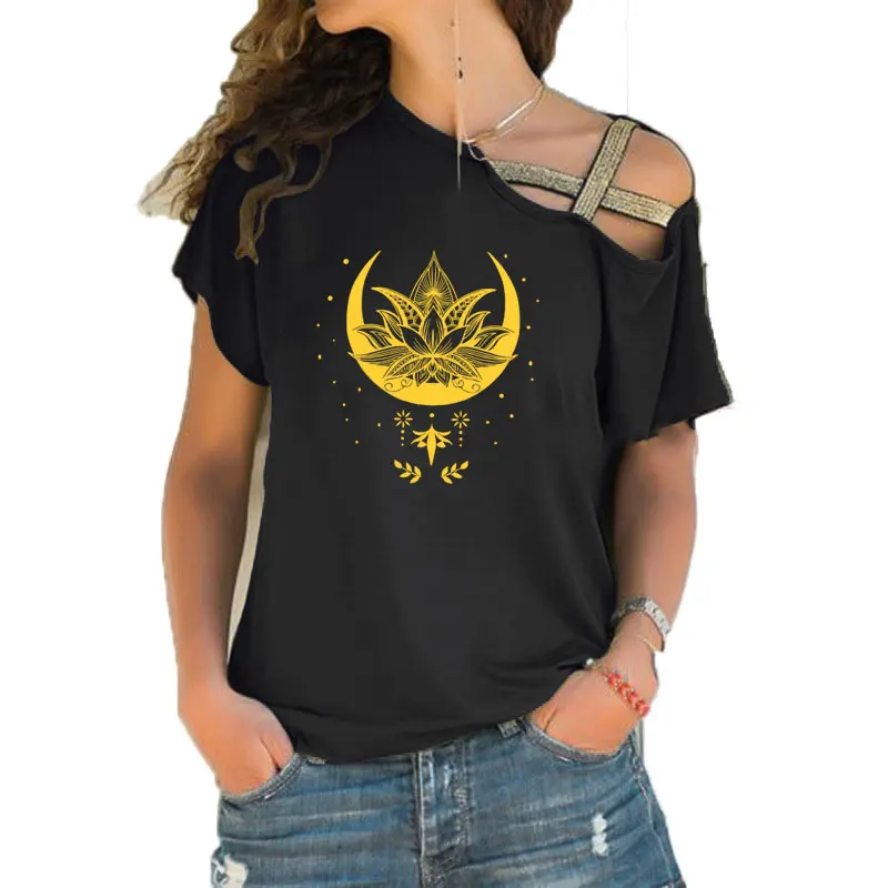Galaxy Lotus Print Casual Flower Graphic Funny Teeshirt Women Short sleeve Loose Irregular Skew Cross Bandage Tops Tee
Galaxy Lotus Print Casual Flower Graphic Funny Teeshirt Women Short sleeve Loose Irregular Skew Cross Bandage Tops Tee