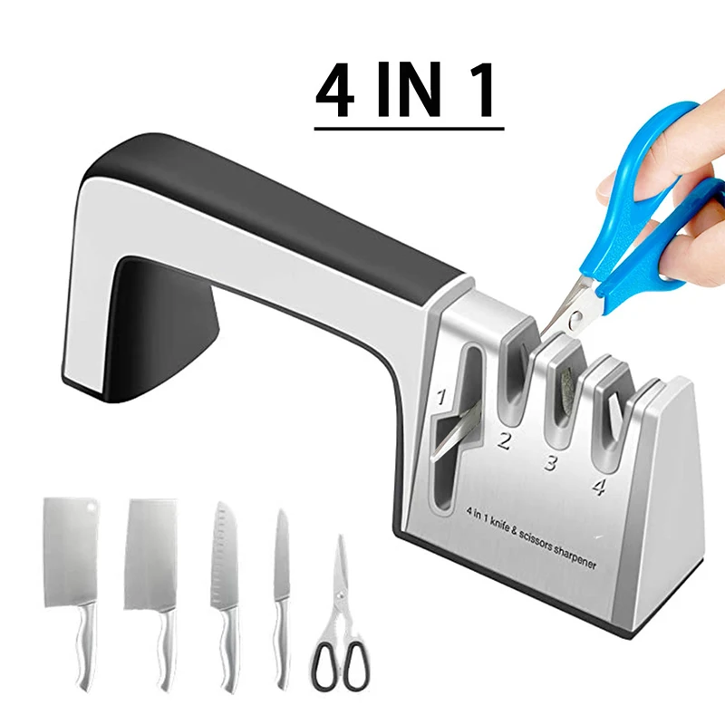 Knife Sharpener 4 in 1 Professional Kitchen Sharpening Stone Grinder Knives Whetstone Tungsten Stainless Steel Sharpener Tool
Knife Sharpener 4 in 1 Professional Kitchen Sharpening Stone Grinder Knives Whetstone Tungsten Stainless Steel Sharpener Tool