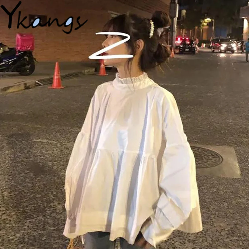 Wear On Both Sides Design Korean Style White Clothing Cute Ruffles Round Neck Shirt Lantern Sleeve Summer New Sweet Lace Up Tops
Wear On Both Sides Design Korean Style White Clothing Cute Ruffles Round Neck Shirt Lantern Sleeve Summer New Sweet Lace Up Tops
