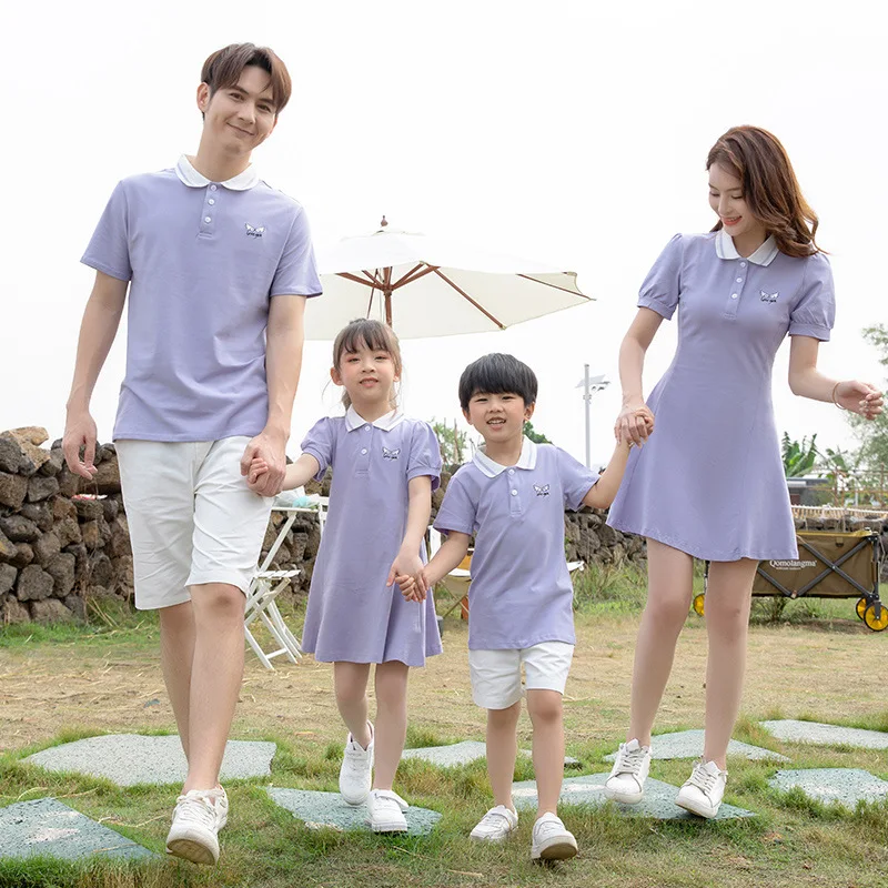 New Summer Family Clothes Sets Father Son Short Sleeve Polo T-shirt Mother Daughter Dress Pure Color Matching Outfit Family Look
New Summer Family Clothes Sets Father Son Short Sleeve Polo T-shirt Mother Daughter Dress Pure Color Matching Outfit Family Look