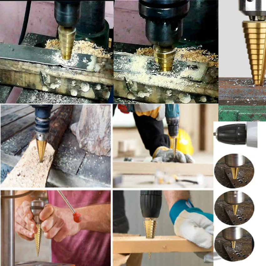 Multi-size HSS Steel Titanium Step Drill Bits 4-12/4-20/4-32mm Step Cone Cutting Tools Steel Woodworking Wood Metal Drilling
Multi-size HSS Steel Titanium Step Drill Bits 4-12/4-20/4-32mm Step Cone Cutting Tools Steel Woodworking Wood Metal Drilling