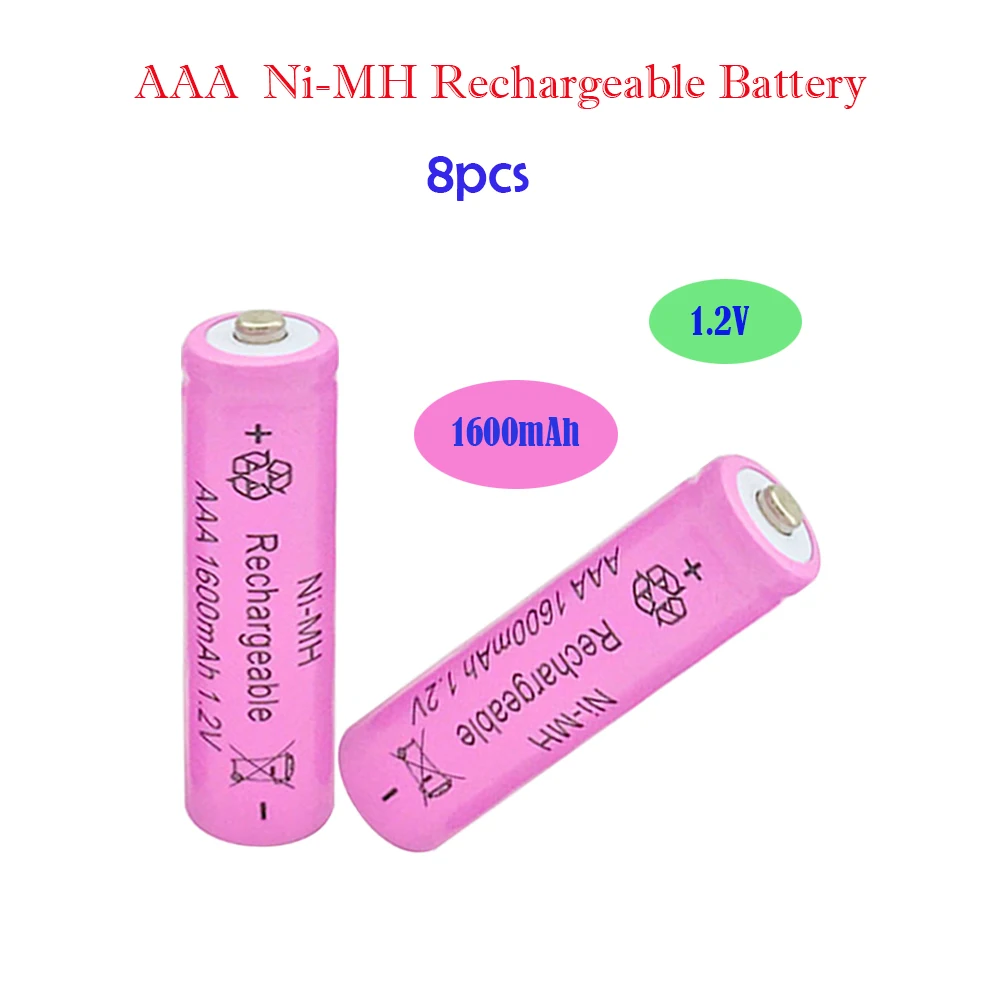 AAA 8/10/12PCS 1600 mAh Rechargeable Battery Ni-MH Rechargeable Battery Pink High Quality Pre-charged Batteries for Camera Toys 
AAA 8/10/12PCS 1600 mAh Rechargeable Battery Ni-MH Rechargeable Battery Pink High Quality Pre-charged Batteries for Camera Toys