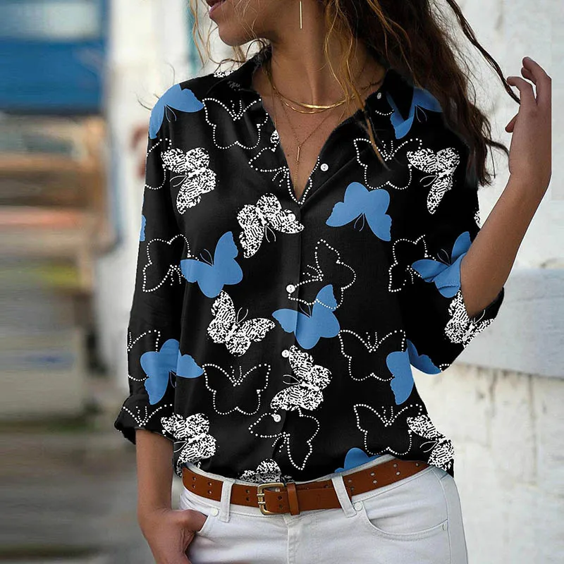 Vintage Women Butterfly Print Blouse Shirts Spring Autumn Fashion Turn Down Collar Long Sleeve Shirts Office Lady Elegant Blusas
Vintage Women Butterfly Print Blouse Shirts Spring Autumn Fashion Turn Down Collar Long Sleeve Shirts Office Lady Elegant Blusas