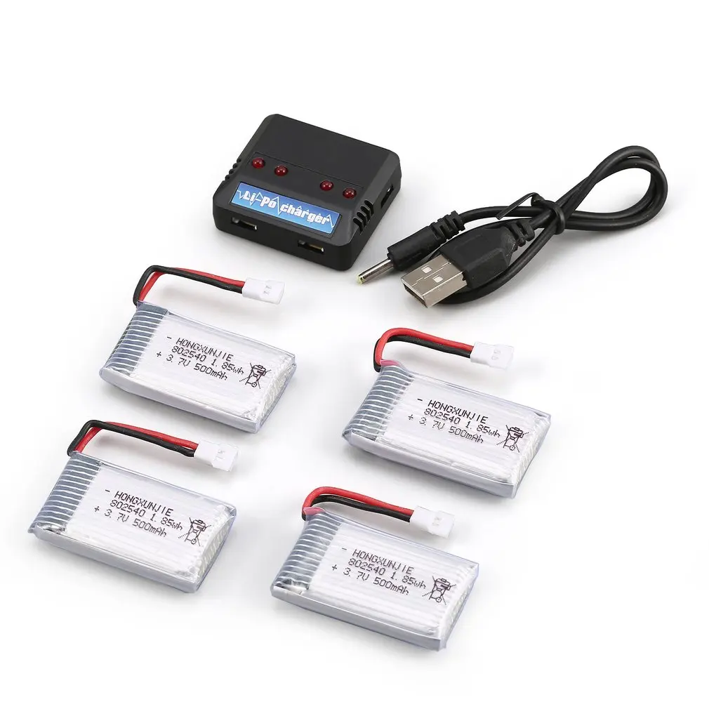 

4Pcs 3.7V 500mAh Battery + 4 in 1 USB Charger for Syma X5 X5C X5SC X5SW MJX X705C RC Drone Quadcopter Spare Battery Parts