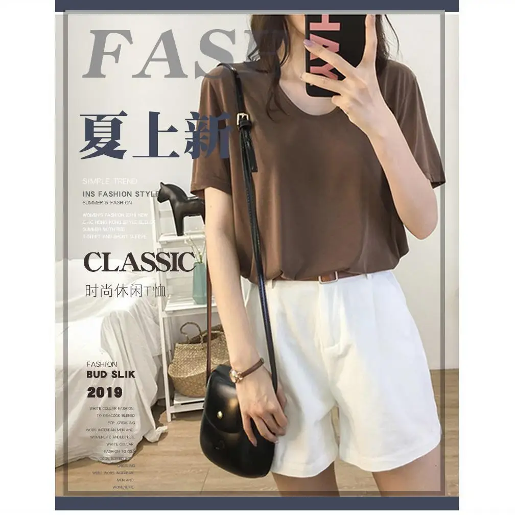 Salt series short sleeve women's T-shirt in spring and summer split style V-neck top 2021
Salt series short sleeve women's T-shirt in spring and summer split style V-neck top 2021