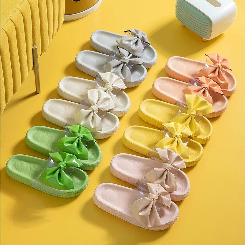 Bow Slippers Women Transparent EVA Soft Slides Summer Ladies Comfortable Thick Bottom Non-slip Home Slippers Zapatillas de mujer
Bow Slippers Women Transparent EVA Soft Slides Summer Ladies Comfortable Thick Bottom Non-slip Home Slippers Zapatillas de mujer