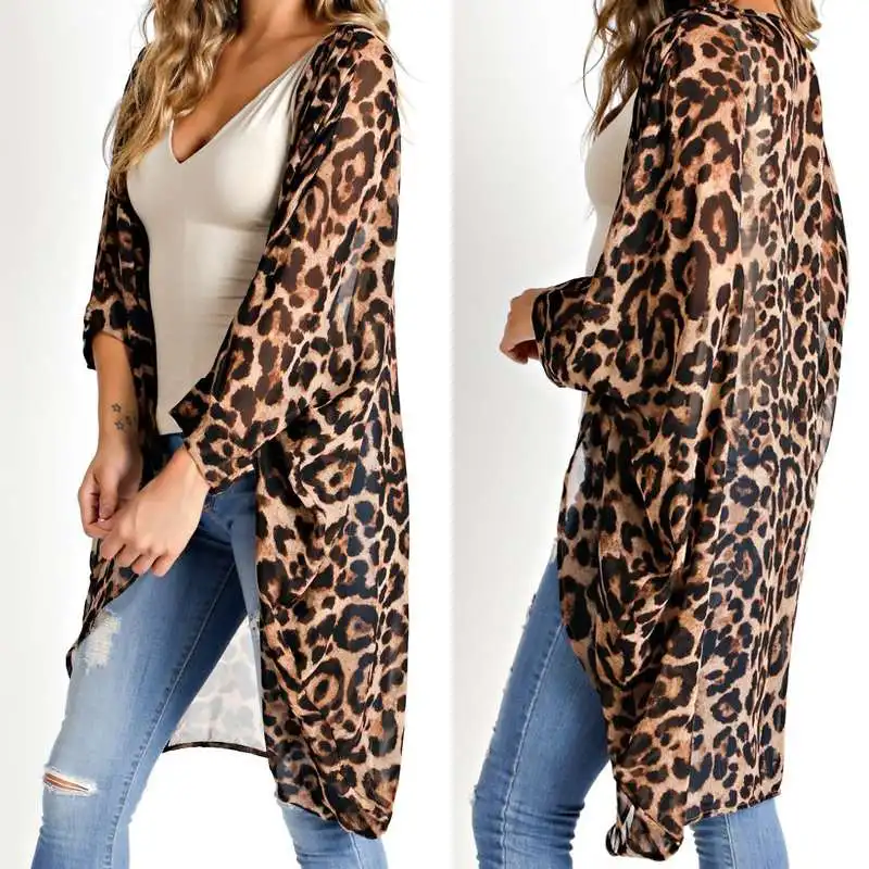 Shirts Women Long Vintage Kimono Cardigan Leopard Printed Blouse Casual Loose Beach Cover Up Summer Top Shirt
Shirts Women Long Vintage Kimono Cardigan Leopard Printed Blouse Casual Loose Beach Cover Up Summer Top Shirt
