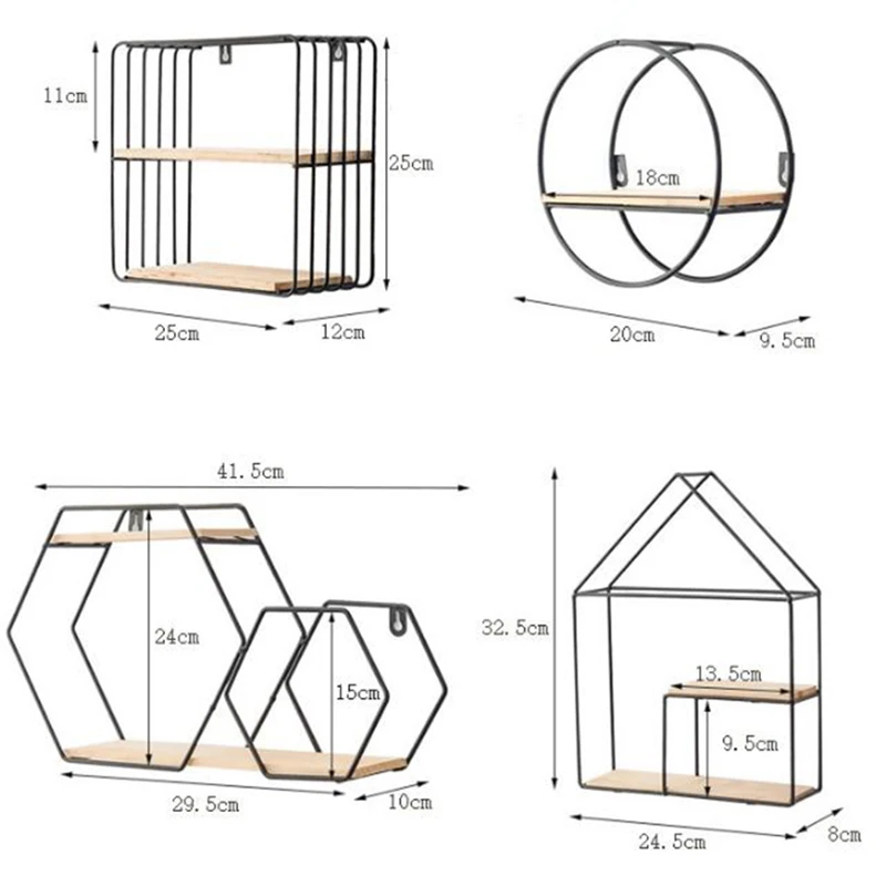 Wrought-iron Wall Shelving Creative Art Hanging Ornament Holder Rack Round Hexagon Storage Home Living Room Bedroom Decoration
Wrought-iron Wall Shelving Creative Art Hanging Ornament Holder Rack Round Hexagon Storage Home Living Room Bedroom Decoration