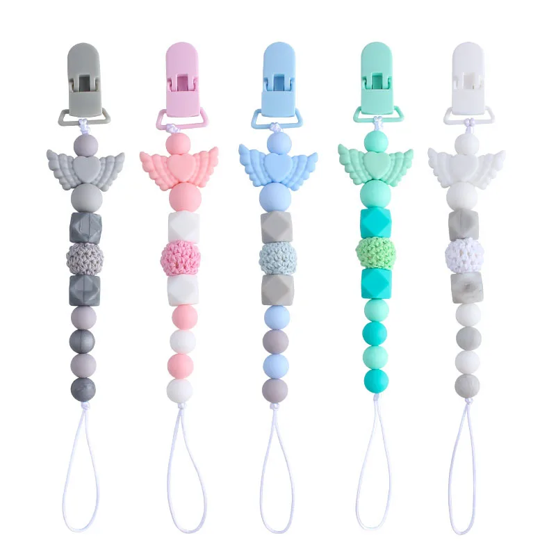 New Baby Pacifier Clip Chain Baby Molar Toy Duckbill Clip Angel Love Wing Feather Silicone Bead Teether Pacifier Chain
New Baby Pacifier Clip Chain Baby Molar Toy Duckbill Clip Angel Love Wing Feather Silicone Bead Teether Pacifier Chain