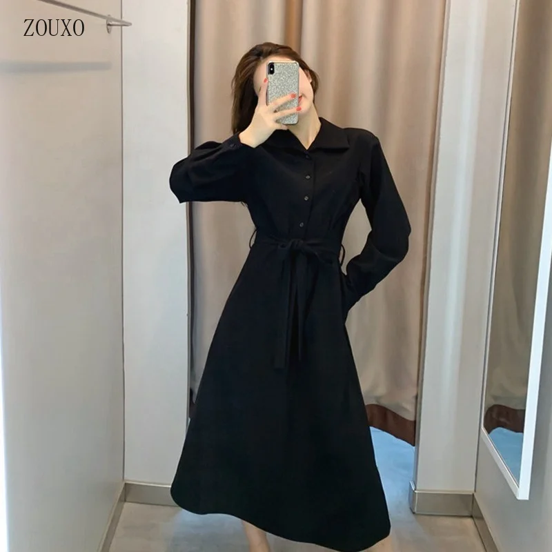 ZOUXO Classic Black Color Maxi Dress Women Office Full Sleeve Long Dress Turn Down Collar Casual Shirt Dresses Robe
ZOUXO Classic Black Color Maxi Dress Women Office Full Sleeve Long Dress Turn Down Collar Casual Shirt Dresses Robe