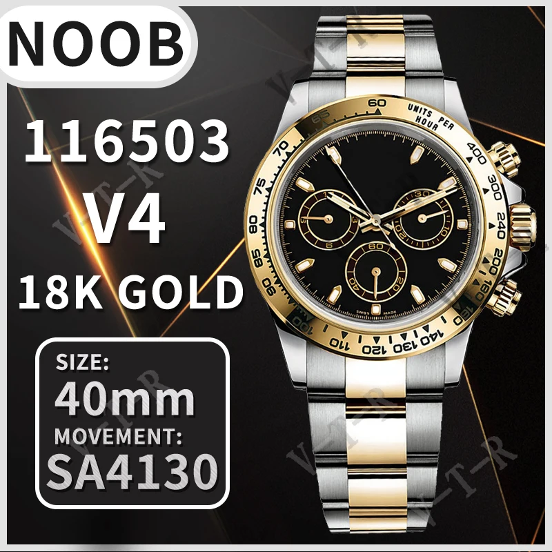 Men's Mechanical Watch Daytona 40MM 116503 YG/SS Two Tone Noob 1:1 Best Edition 904L SS Case and Bracelet Black Dial SA4130 V4
Men's Mechanical Watch Daytona 40MM 116503 YG/SS Two Tone Noob 1:1 Best Edition 904L SS Case and Bracelet Black Dial SA4130 V4