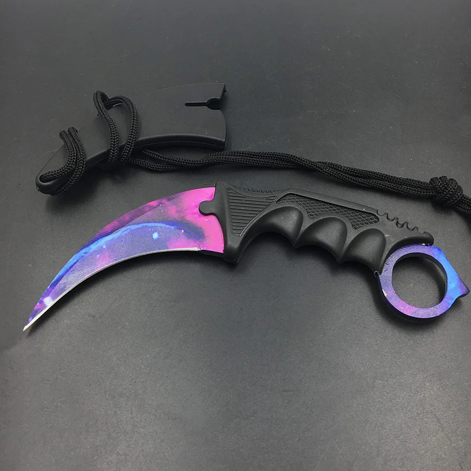 CS GO Counter Strike claw Karambit Knife Neck Knife with Sheath Tiger Tooth Real sharpen Knife red,blue,golden camping knife
CS GO Counter Strike claw Karambit Knife Neck Knife with Sheath Tiger Tooth Real sharpen Knife red,blue,golden camping knife
