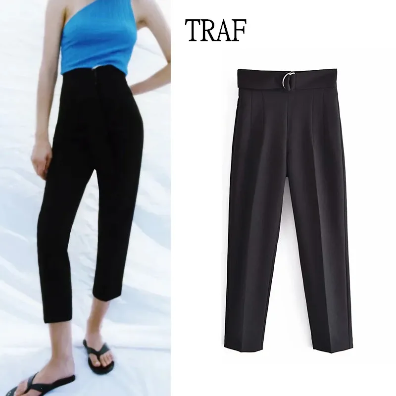 TRAF Women Black Pants 2021 Fashion With Belt High Waist Straight Pants Vintage Zipper Fly Pockets Female Ankle Trousers
TRAF Women Black Pants 2021 Fashion With Belt High Waist Straight Pants Vintage Zipper Fly Pockets Female Ankle Trousers