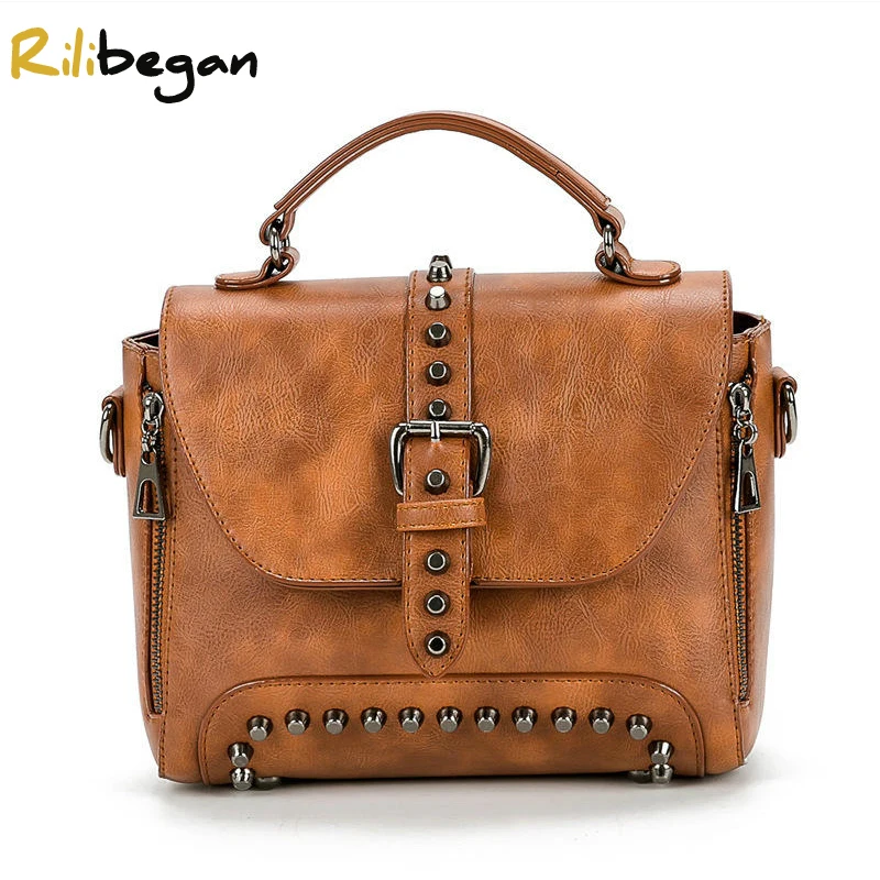 New Fashion Rivet Top-Handle Bag Women Handle Handbags Vintage Leather PU Women Crossbody Shoulder Bags Ladies Handbag
New Fashion Rivet Top-Handle Bag Women Handle Handbags Vintage Leather PU Women Crossbody Shoulder Bags Ladies Handbag