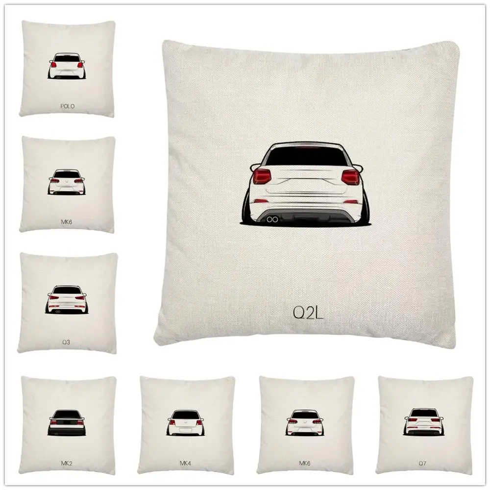 

Simplified All Kinds Of Car Tail Patterns Linen Cushion Cover Pillow Case for Home Sofa Car Decor Pillowcase 45X45cm
