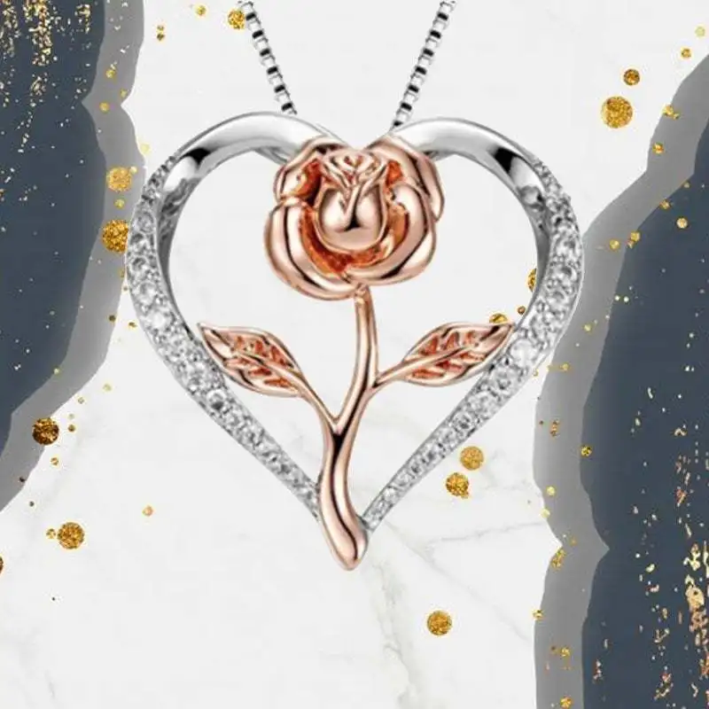 Beauty Style Love Rose Necklace With Diamond Gold And Silver Pendants Fashionable And Popular Valentine'S Day Gifts
Beauty Style Love Rose Necklace With Diamond Gold And Silver Pendants Fashionable And Popular Valentine'S Day Gifts