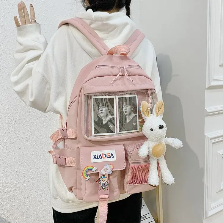 

Корейский креативный милый мягкий прозрачный школьный ранец для девочек в японском стиле, повседневный студенческий рюкзак для девочек