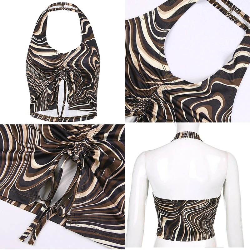 Brown Halter Y2K Tank Top Women Whirlpool Print Shirring V Neck Camisole Skinny Corset Tops Aesthetic Korean Summer Harajuku Tee
Brown Halter Y2K Tank Top Women Whirlpool Print Shirring V Neck Camisole Skinny Corset Tops Aesthetic Korean Summer Harajuku Tee
