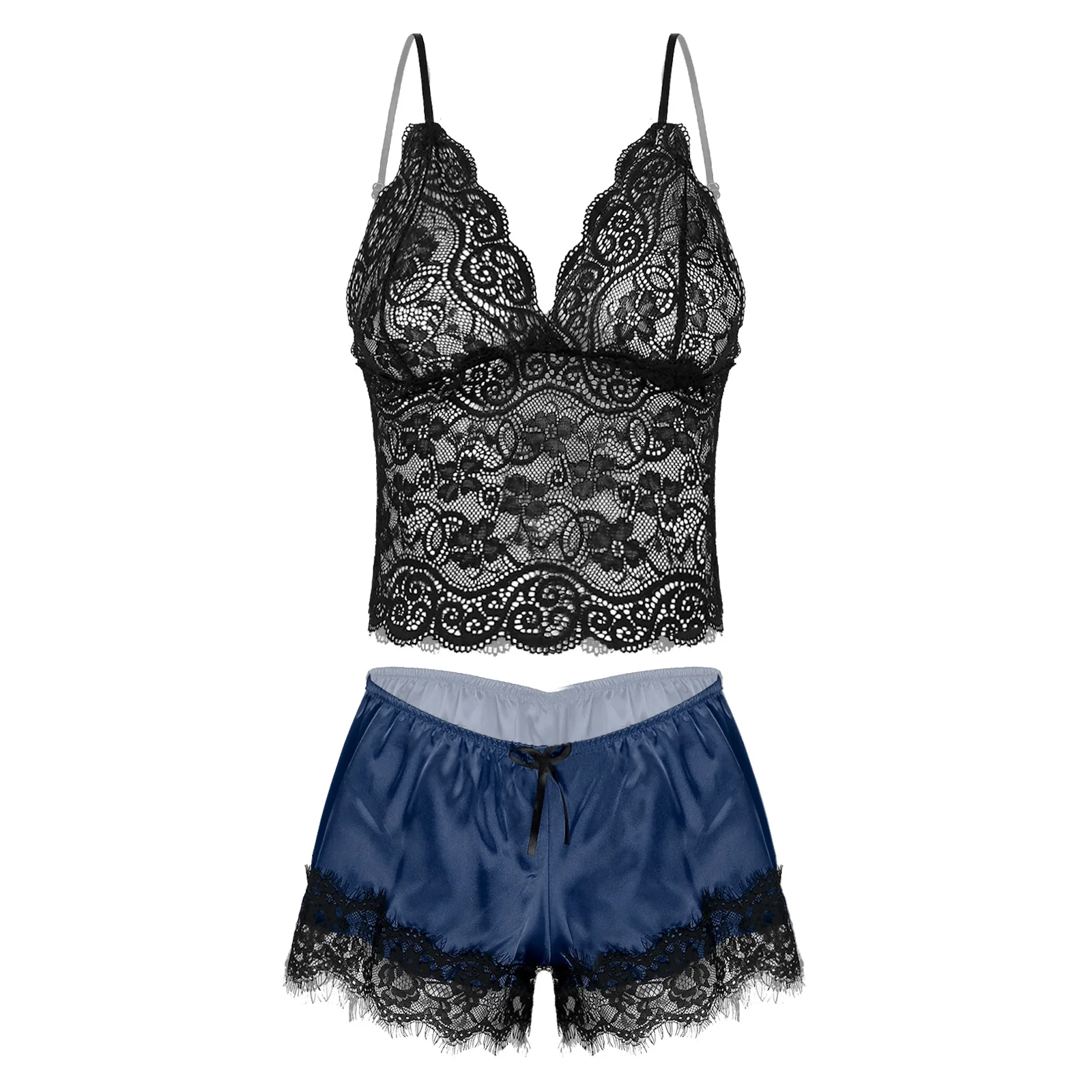 Women Soft Breathable Nightwear Summer Lingerie Suit Pajama Set Sleepwear Homewear See-through Lace Cropped Camisole with Shorts
Women Soft Breathable Nightwear Summer Lingerie Suit Pajama Set Sleepwear Homewear See-through Lace Cropped Camisole with Shorts