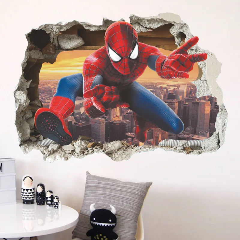 Disney игрушка Марвел стикер s 3D ПВХ Человек паук Капитан Америка Халк стены