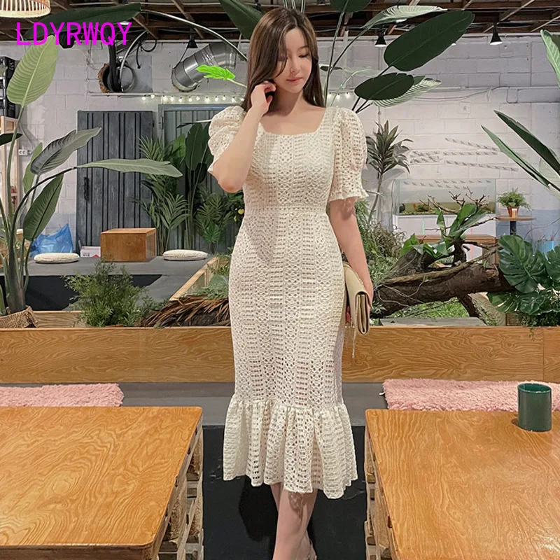 LDYRWQY 2021 summer new product Korean style temperament round neck puff sleeve waist ruffled fishtail fashion dress
LDYRWQY 2021 summer new product Korean style temperament round neck puff sleeve waist ruffled fishtail fashion dress