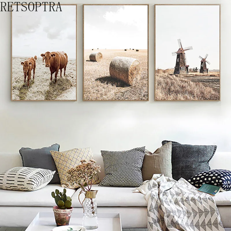Nature Landscape Poster Painting Animal Cow Windmill Print Wall Art Canvas Picture Printing Decorative Home Decor
Nature Landscape Poster Painting Animal Cow Windmill Print Wall Art Canvas Picture Printing Decorative Home Decor