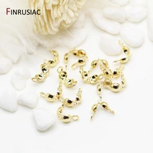 3mm/4mm Calotte Crimp Bead Tip Knot Cover Supplies For Jewelry 14K Gold Plated Connector Clip Clasp Fittings Component