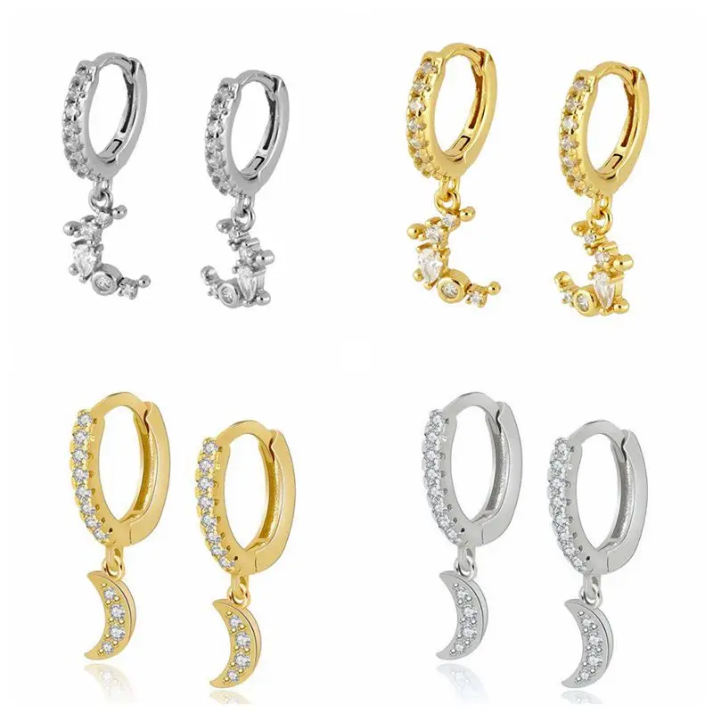 925 Silver Ear Buckle Moon Pendant Stud Earrings for Women Simple Luxury Crystal Earrings Korean Fashion Females Jewelry Gift
925 Silver Ear Buckle Moon Pendant Stud Earrings for Women Simple Luxury Crystal Earrings Korean Fashion Females Jewelry Gift