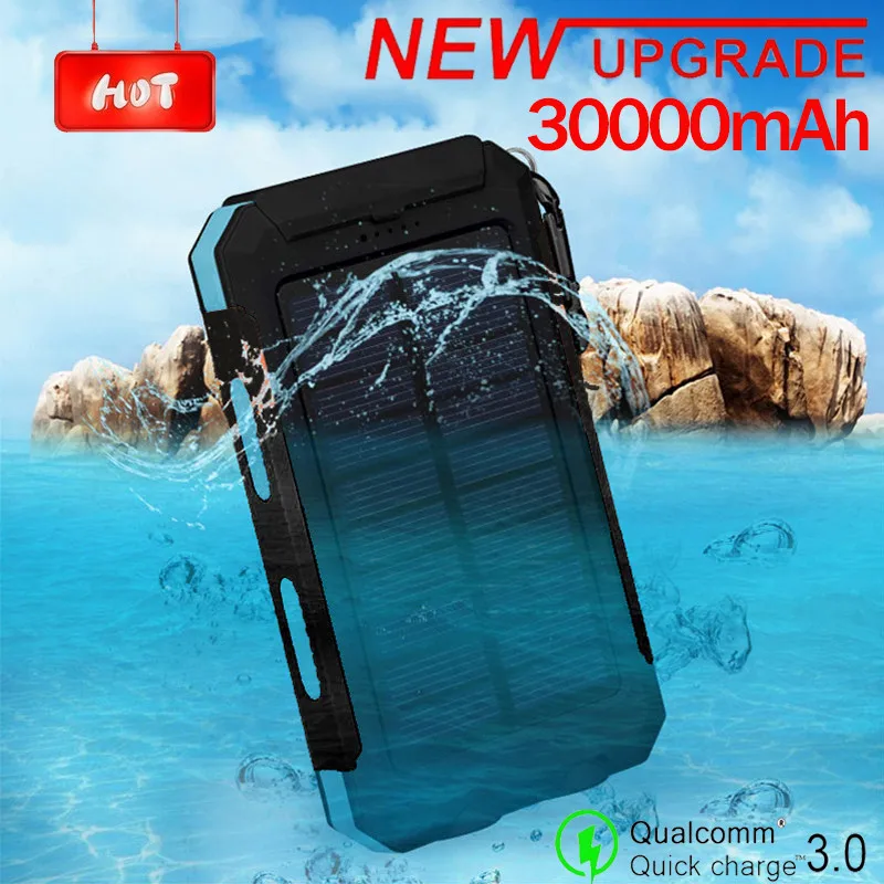 30000mAh Solar Power Bank Portable Waterproof External Battery with SOS LED Light Travel Powerbank for Xiaomi Iphone Samsung
30000mAh Solar Power Bank Portable Waterproof External Battery with SOS LED Light Travel Powerbank for Xiaomi Iphone Samsung