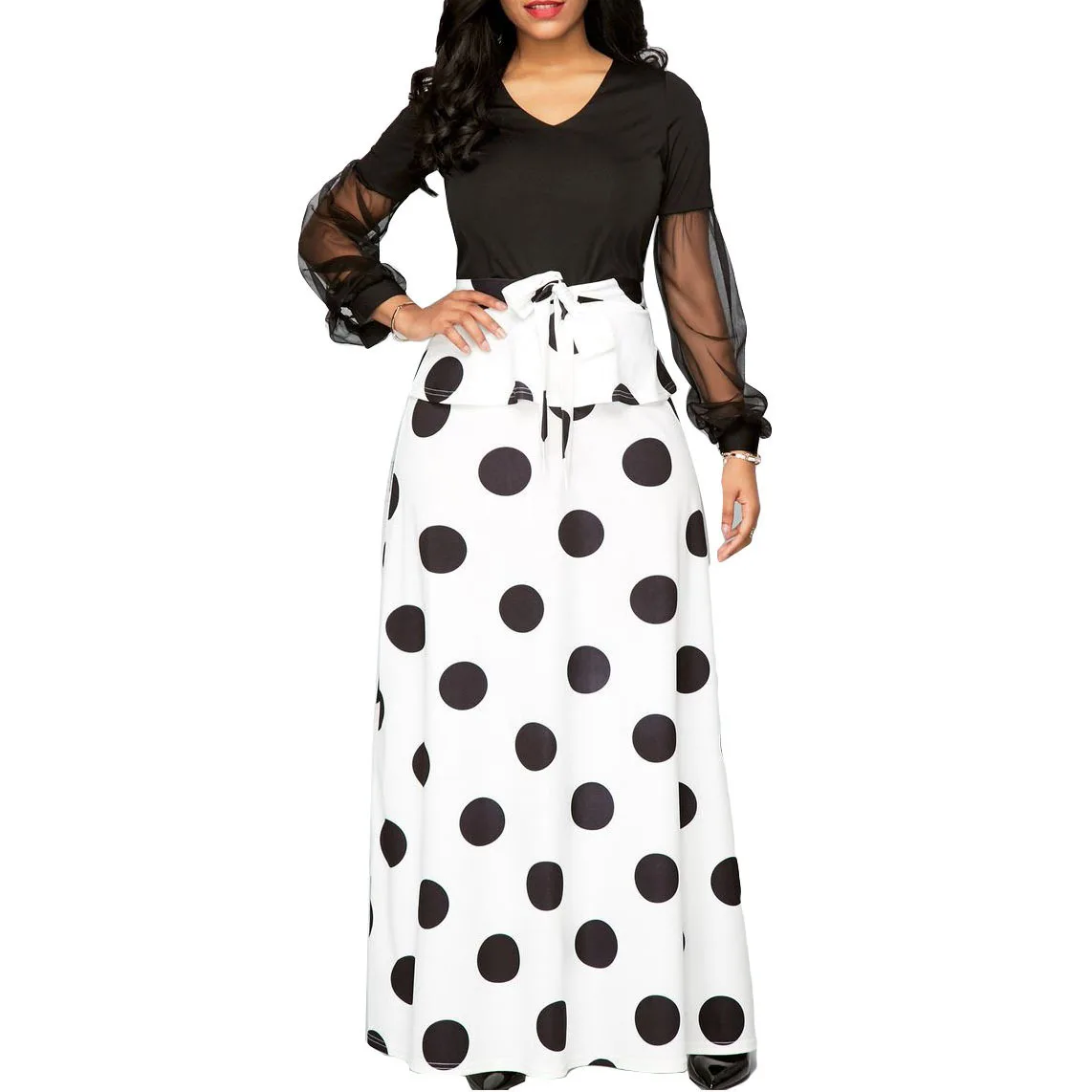 WEPBEL Women Long Dress New Summer Fashion Women's Mesh Full Sleeve High Waist Dot Prints Long Maxi Dress
WEPBEL Women Long Dress New Summer Fashion Women's Mesh Full Sleeve High Waist Dot Prints Long Maxi Dress