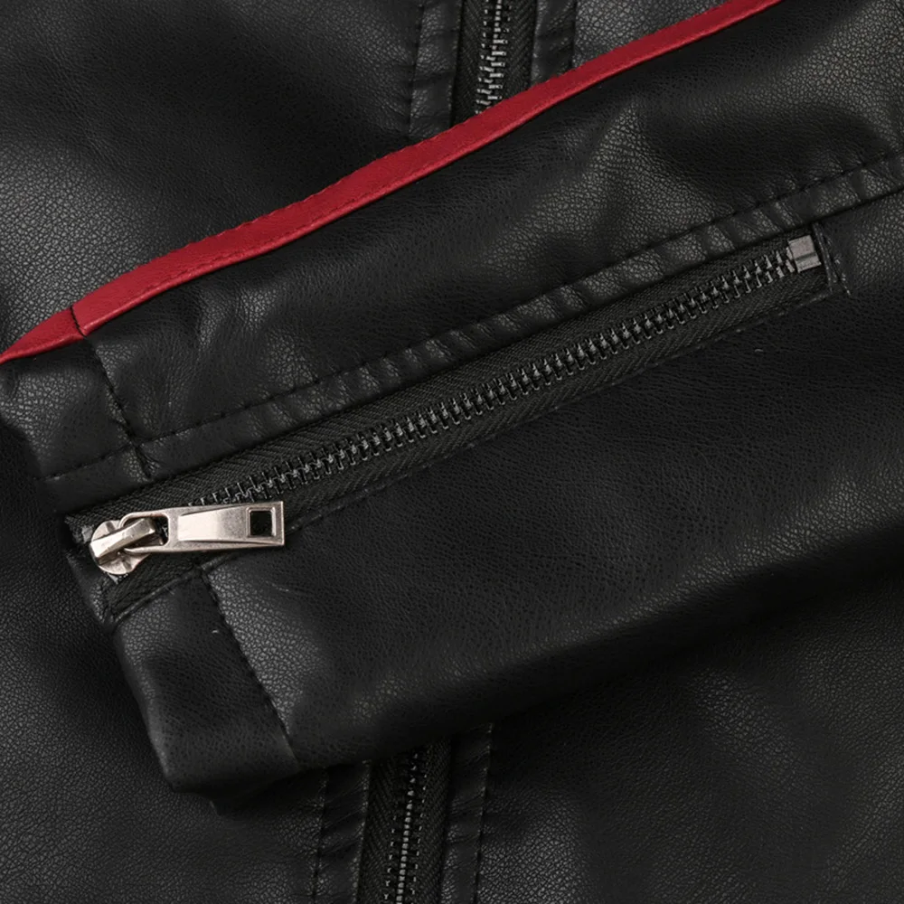 Autumn Mens Patchwork Pocket Leather Jacket Men Motorcycle PU Leather Jacket Stand Collar Zipper Pockets Leather Coats Red White
Autumn Mens Patchwork Pocket Leather Jacket Men Motorcycle PU Leather Jacket Stand Collar Zipper Pockets Leather Coats Red White