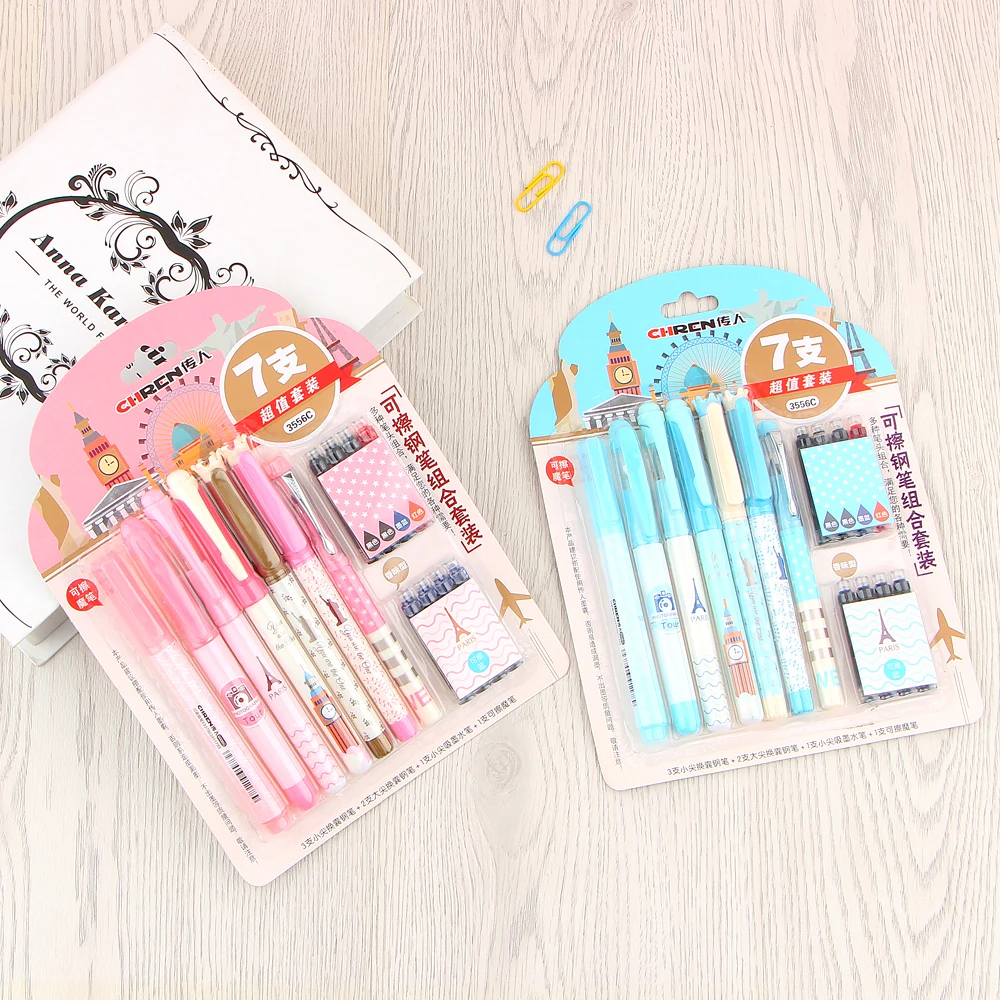 Creative Erasable 7Pcs Fountain Pen With 8Pcs Ink Pen Set Stationery Set For Writing Korean Gift School Supplies
Creative Erasable 7Pcs Fountain Pen With 8Pcs Ink Pen Set Stationery Set For Writing Korean Gift School Supplies