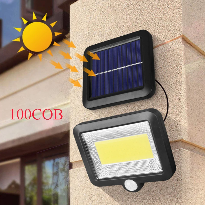 3 Modes100LED COB человека Сенсор светильник уличный Точечный уличная лампа с солнечной