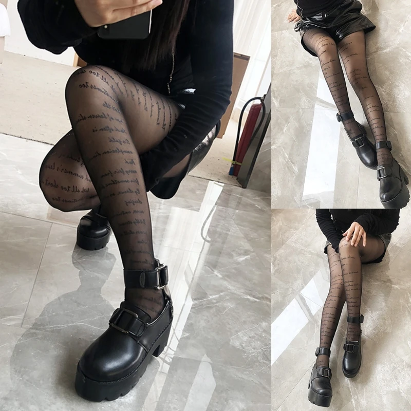 Women Sexy Black Pantyhose Letters Printed Sheer Nylon Tights Tattoos Stockings X7YA
Women Sexy Black Pantyhose Letters Printed Sheer Nylon Tights Tattoos Stockings X7YA