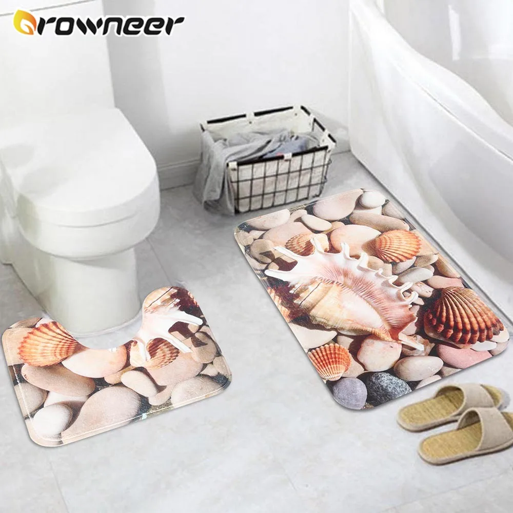 

2Pcs/Set Bathroom Mat Water Absorption Anti-skid Toilet Side Floor Rug U Shape Cushion Shower Room Entrance Doormat Home Décor