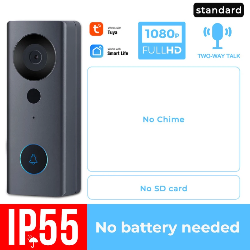 Tuya Smart HD 1080P Smart WiFi Video Doorbell Camera Visual Intercom Night Vision Audio Intercom Wireless Door Bell Camera
Tuya Smart HD 1080P Smart WiFi Video Doorbell Camera Visual Intercom Night Vision Audio Intercom Wireless Door Bell Camera