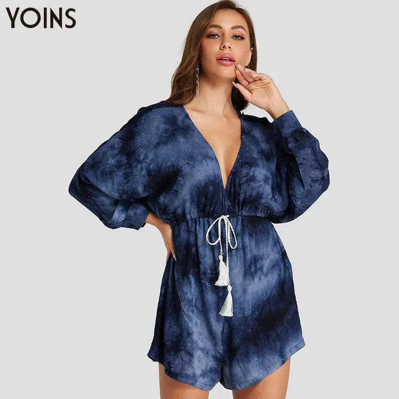YOINS женский сексуальный короткий комбинезон с глубоким v-образным вырезом и