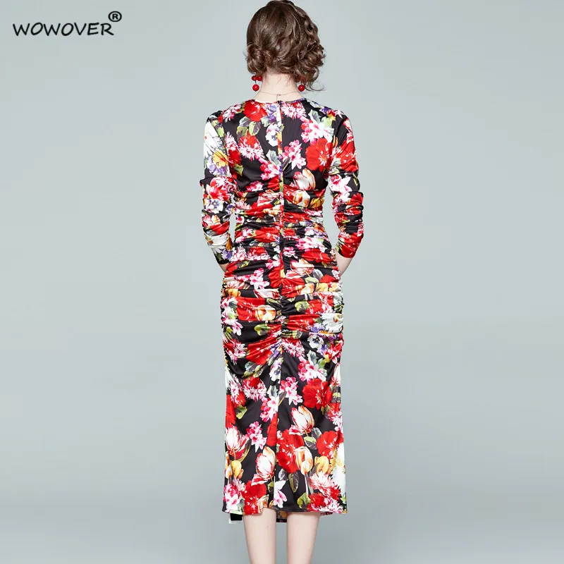 Runway Fashion Spring Draped Floral Dress Long Sleeve Women Robe Elegant Designers Slim Straight Cocktail Party Vestidos
Runway Fashion Spring Draped Floral Dress Long Sleeve Women Robe Elegant Designers Slim Straight Cocktail Party Vestidos