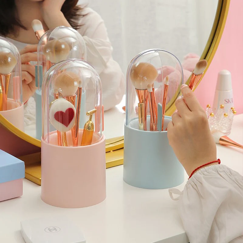 Rotate Makeup Brush Holder with Pearl Dustproof Makeup Organizer Waterproof Cosmetic Brush Storage Bucket 
Rotate Makeup Brush Holder with Pearl Dustproof Makeup Organizer Waterproof Cosmetic Brush Storage Bucket