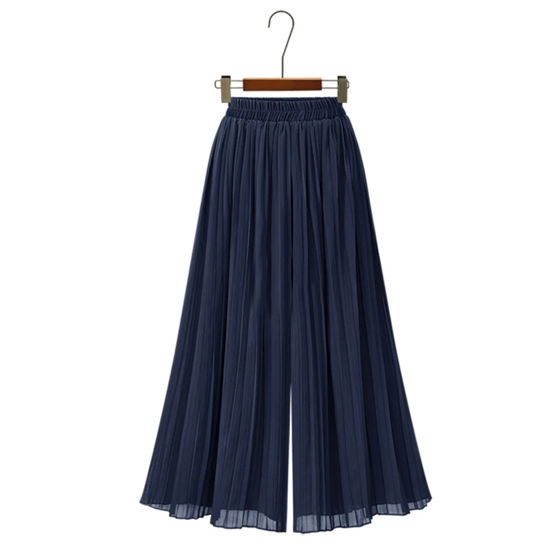 Женская шифоновая плиссированная юбка средней длины черная или серая длинная