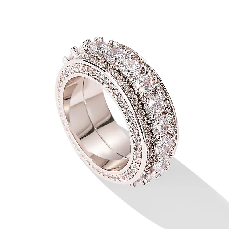 5 Row Solid Men's Ring 18 K Copper Charm Gold Color Cubic Zircon Iced RING Fashion Hip Hop Jewelry Rotatable
5 Row Solid Men's Ring 18 K Copper Charm Gold Color Cubic Zircon Iced RING Fashion Hip Hop Jewelry Rotatable