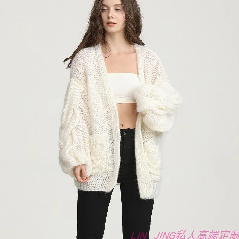 Hand-knitted Crocheted Mohair Loose and Lazy Straight Cardigan Jacket Commuter Sweater Women Sweater Ustyle0202
Hand-knitted Crocheted Mohair Loose and Lazy Straight Cardigan Jacket Commuter Sweater Women Sweater Ustyle0202