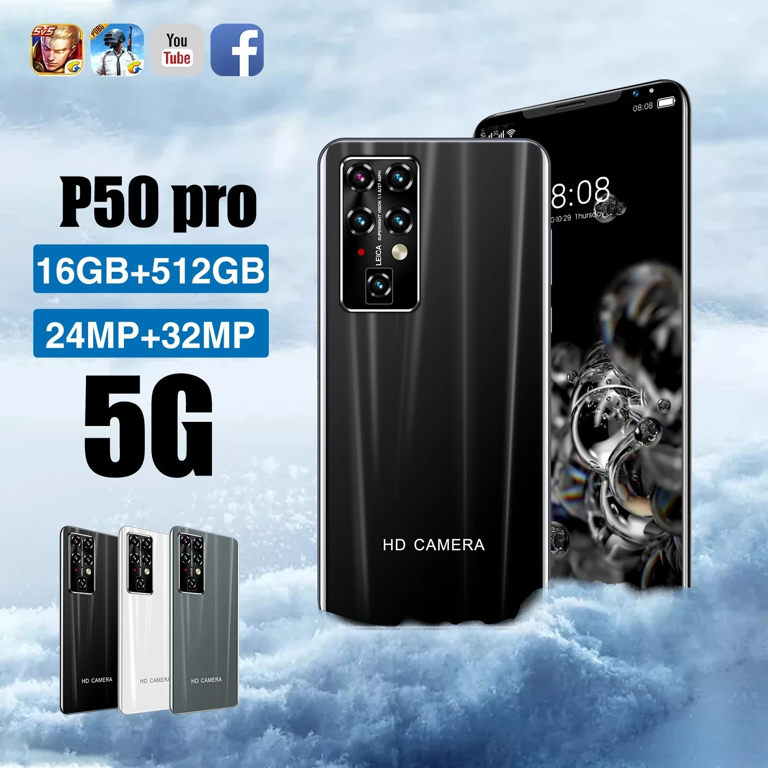 Global version P50 Pro+ 5G Smartphone 5.5 Inch 16GB + 512GB Face/Fingerprint Unlock Dual Sim Phone Smartphone 24+32MP
Global version P50 Pro+ 5G Smartphone 5.5 Inch 16GB + 512GB Face/Fingerprint Unlock Dual Sim Phone Smartphone 24+32MP