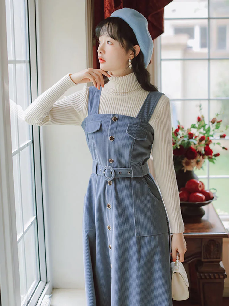 

Autumn and Winter 2021 New Women's Clothing French Slimming Suspenders Dress Fried Street Fashion Trending Temperament Twinset